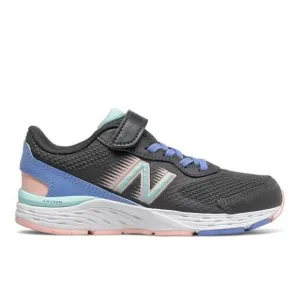 New Balance Kid's 680v6 Bungee Kids Shoes WIDE Black with Blue Sneaker NEW