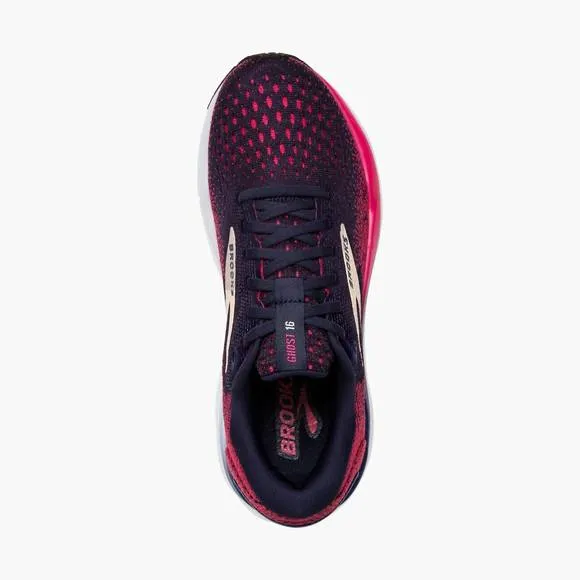 NEW BROOKS women's ghost 16 shoes in peacoat/raspberry/apricot