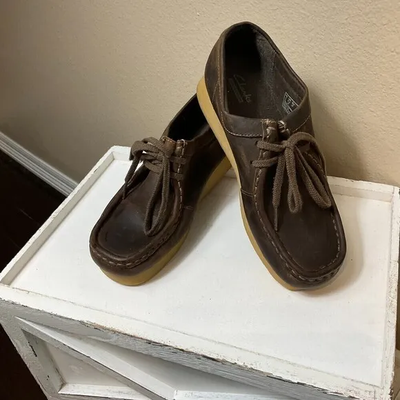 New Clarks Padmora Wallabee Women Sz 6.5M Shoe Leather Chukka Brown Loafer Rck