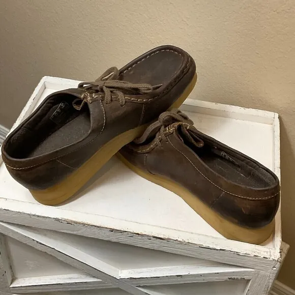 New Clarks Padmora Wallabee Women Sz 6.5M Shoe Leather Chukka Brown Loafer Rck