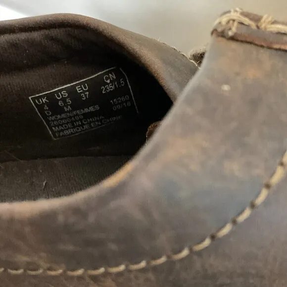 New Clarks Padmora Wallabee Women Sz 6.5M Shoe Leather Chukka Brown Loafer Rck