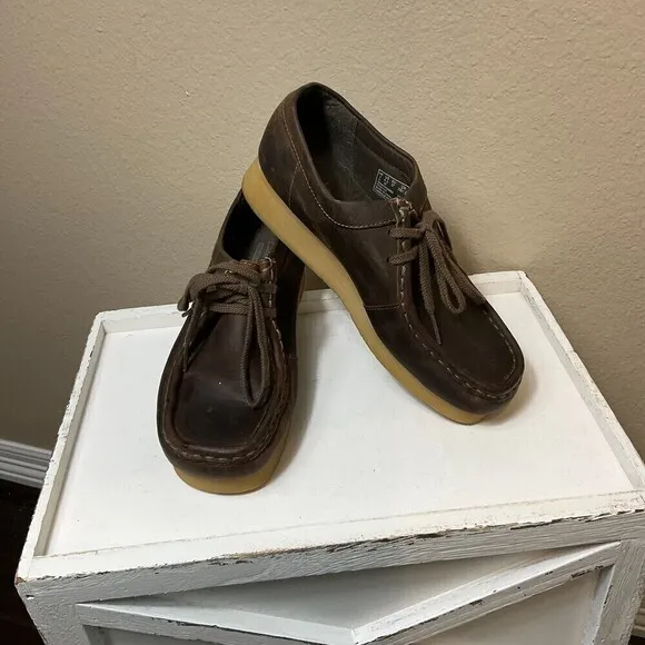 New Clarks Padmora Wallabee Women Sz 6.5M Shoe Leather Chukka Brown Loafer Rck