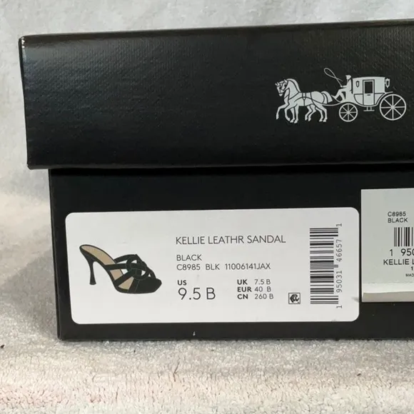 NEW COACH Kellie Black Leather Heeled Mules Size 9.5
