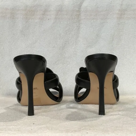 NEW COACH Kellie Black Leather Heeled Mules Size 9.5