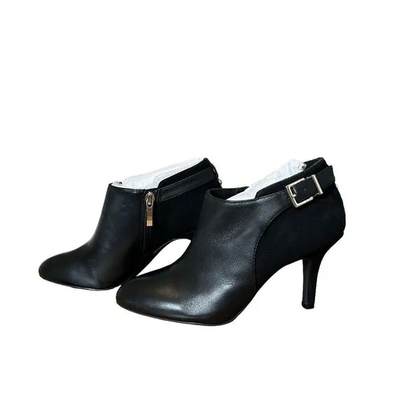New! Essex Lane Women's Jasmine Leather Stiletto Booties Boot Black Size 8M NWT