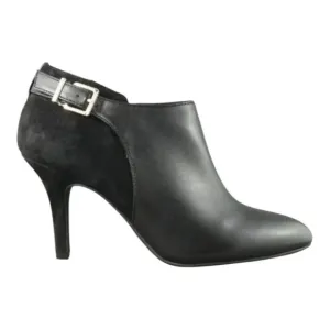 New! Essex Lane Women's Jasmine Leather Stiletto Booties Boot Black Size 8M NWT