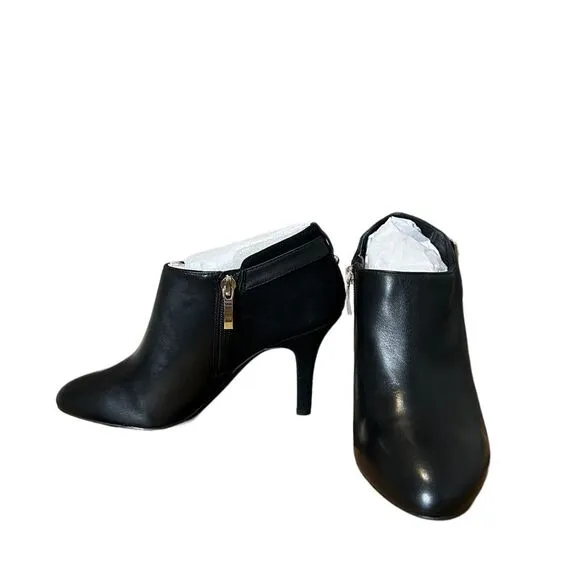 New! Essex Lane Women's Jasmine Leather Stiletto Booties Boot Black Size 8M NWT