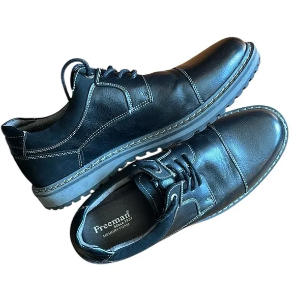 New Freeman Jason 1921 Tie Oxford Shoe 8M Black  Versatile Stylish Memory Foam