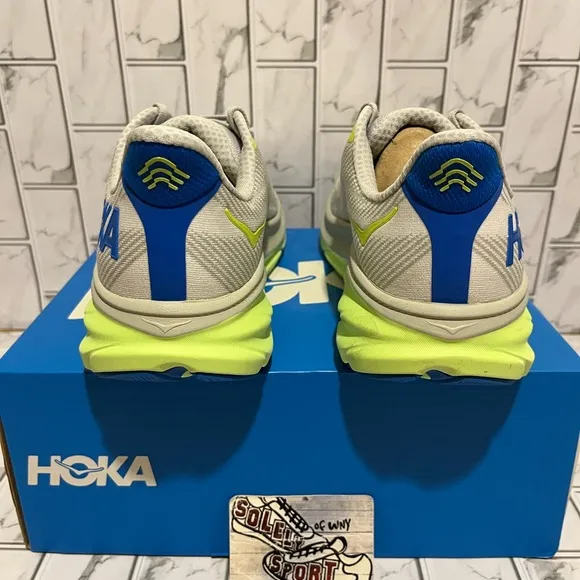 New Hoka One Clifton 9 Grey Blue Running Shoes Mens 10.5 D Workout Training Gym