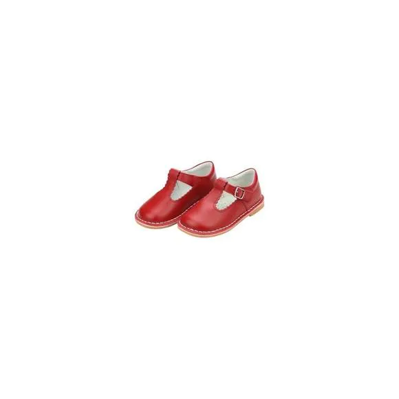 NEW L'AMOUR baby girl selina scalloped mary jane shoe in red