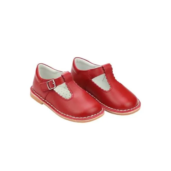 NEW L'AMOUR baby girl selina scalloped mary jane shoe in red
