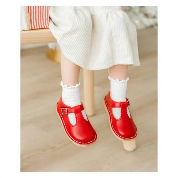 NEW L'AMOUR baby girl selina scalloped mary jane shoe in red
