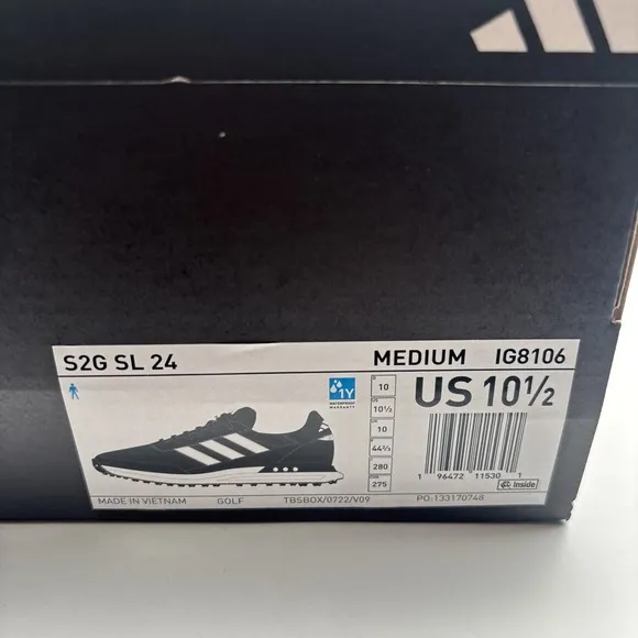 NEW Men's Adidas S2G SL Leather 24 Golf Shoes IG8192 Black- 10.5M Retail $130