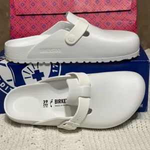 New NWT Birkenstock 39 white Boston sandal clog 8 EVA shoes slip on birks lake