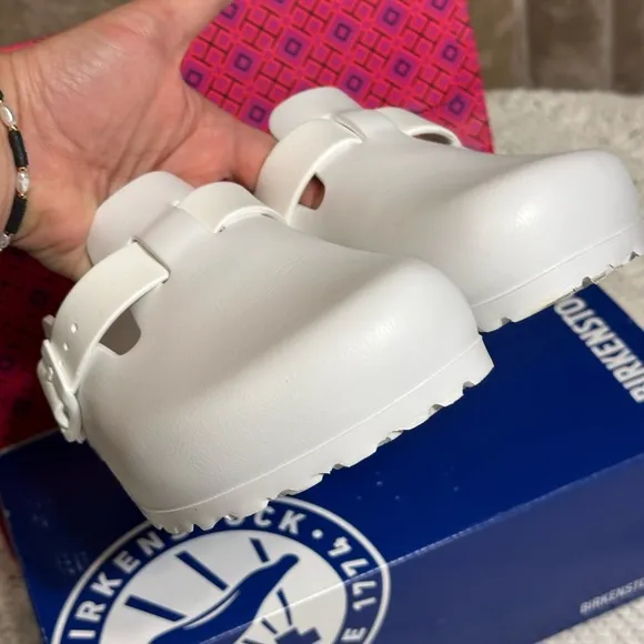New NWT Birkenstock 39 white Boston sandal clog 8 EVA shoes slip on birks lake