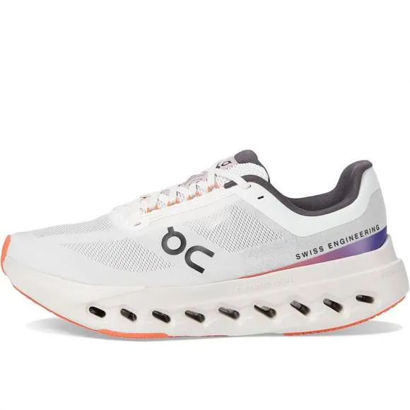 NEW ON RUNNING women's cloudsurfer next wide running shoes in white/flame