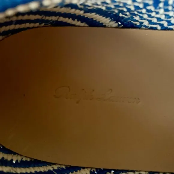 New! Ralph Lauren Ashaya Raffia Oxford Shoes - Unisex- Size 40 - Blue / Natural