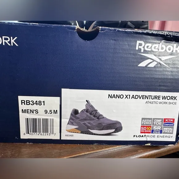 NEW Reebok Nano X1 Men's 9.5M Grey Black Work Comp Toe Shoes