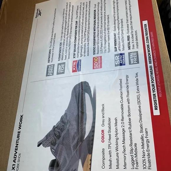 NEW Reebok Nano X1 Men's 9.5M Grey Black Work Comp Toe Shoes