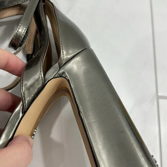 NEW! Sam Edelman Pewter Olive Kamille Ankle Strap Platform Heel - Size 9