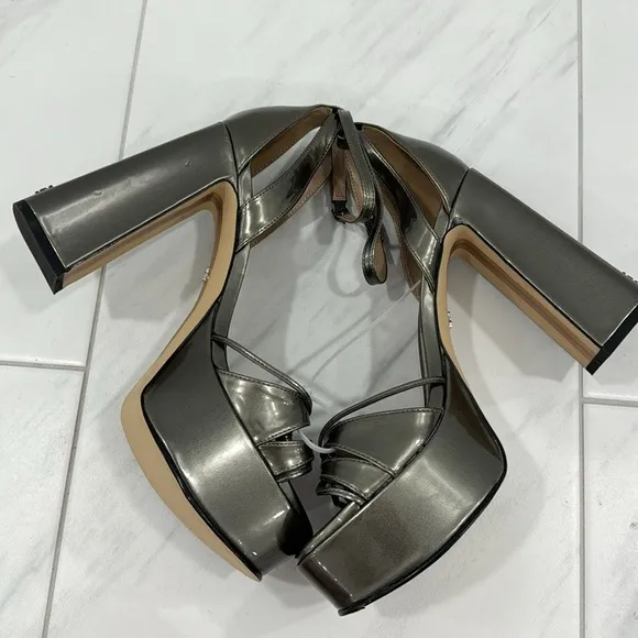 NEW! Sam Edelman Pewter Olive Kamille Ankle Strap Platform Heel - Size 9