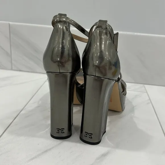 NEW! Sam Edelman Pewter Olive Kamille Ankle Strap Platform Heel - Size 9