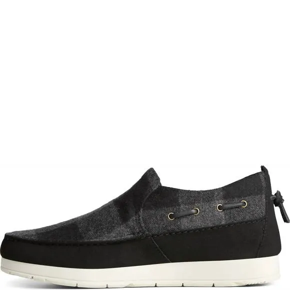 NEW SPERRY men's moc sider shoes in buffalo check grey
