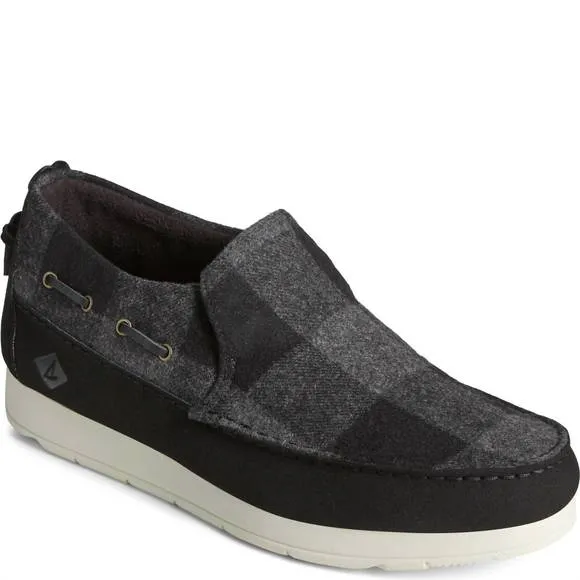 NEW SPERRY men's moc sider shoes in buffalo check grey