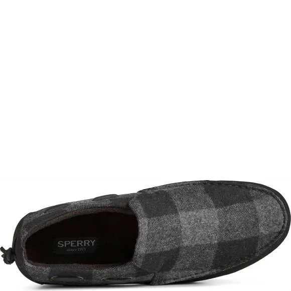 NEW SPERRY men's moc sider shoes in buffalo check grey