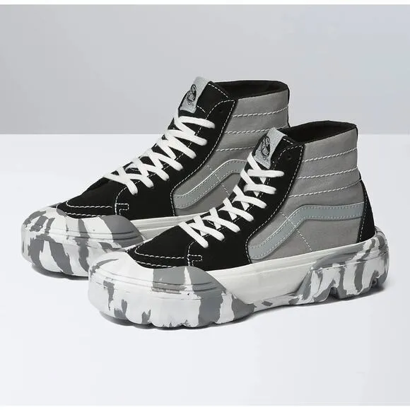 NEW Vans Mens Boys Sk8-Hi Tapered Moon Rocks Black Modular Sneaker Shoes 3.5