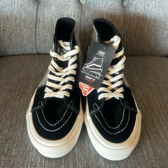NEW Vans Mens Boys Sk8-Hi Tapered Moon Rocks Black Modular Sneaker Shoes 3.5