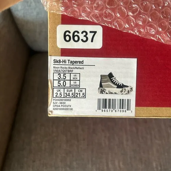 NEW Vans Mens Boys Sk8-Hi Tapered Moon Rocks Black Modular Sneaker Shoes 3.5