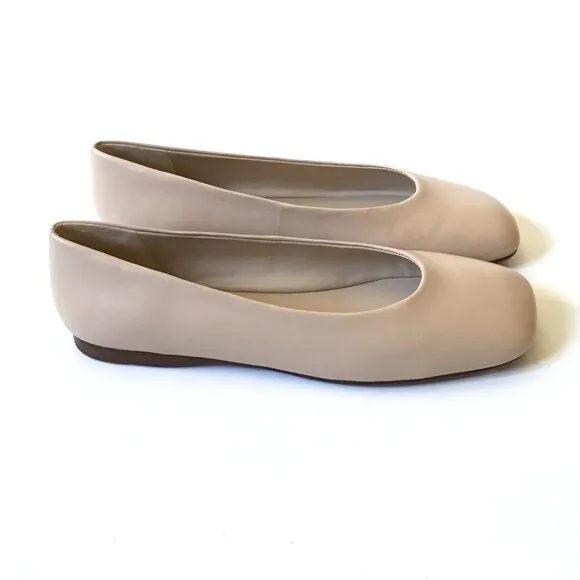NEW Vince Leah Ballet Flats Shoes Womens 7 Birch Sand Tan Leather Slip On NIB