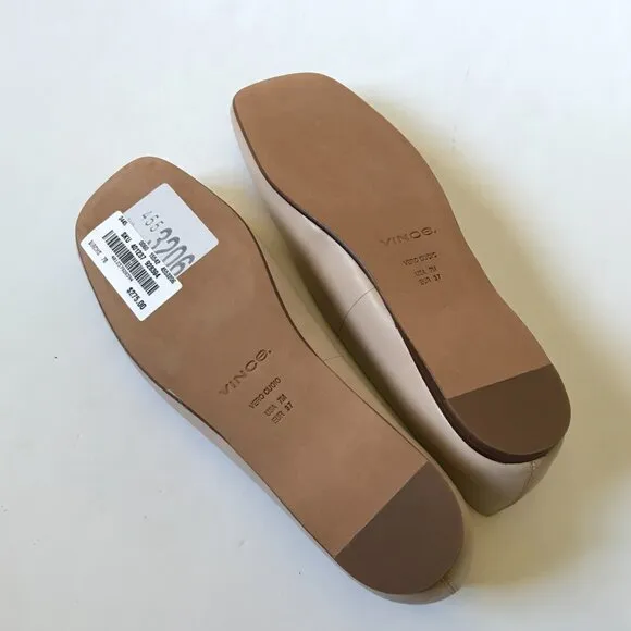 NEW Vince Leah Ballet Flats Shoes Womens 7 Birch Sand Tan Leather Slip On NIB