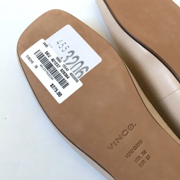 NEW Vince Leah Ballet Flats Shoes Womens 7 Birch Sand Tan Leather Slip On NIB