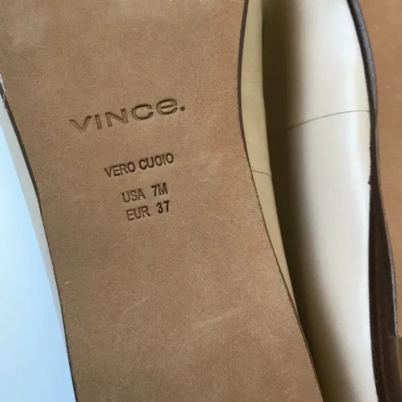NEW Vince Leah Ballet Flats Shoes Womens 7 Birch Sand Tan Leather Slip On NIB