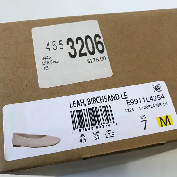 NEW Vince Leah Ballet Flats Shoes Womens 7 Birch Sand Tan Leather Slip On NIB
