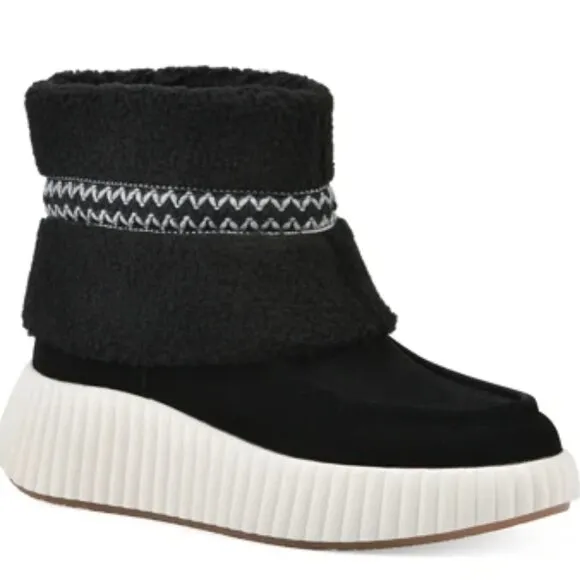 NEW WHITE MOUNTAIN Suede Digital Sherpa Boots black for women 364mn