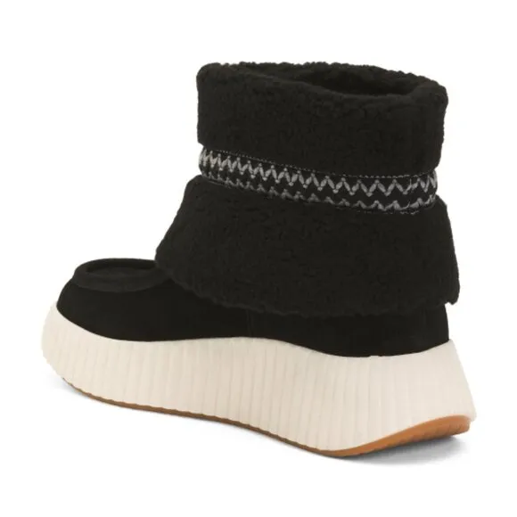 NEW WHITE MOUNTAIN Suede Digital Sherpa Boots black for women 364mn