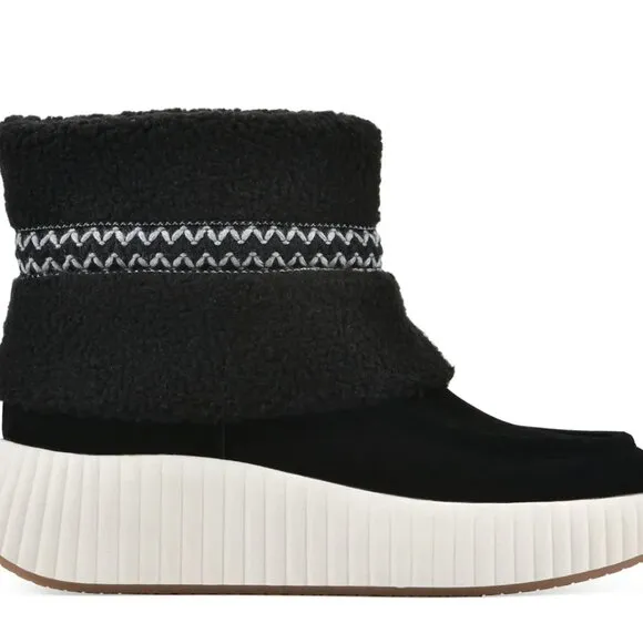 NEW WHITE MOUNTAIN Suede Digital Sherpa Boots black for women 364mn