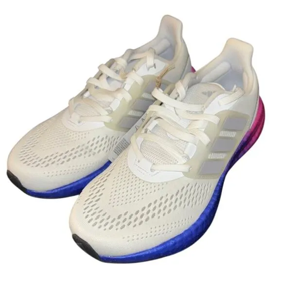 NIB Adidas Men's Pureboost 22 Running Shoes White/Grey/Lucid Blue Size 7.5
