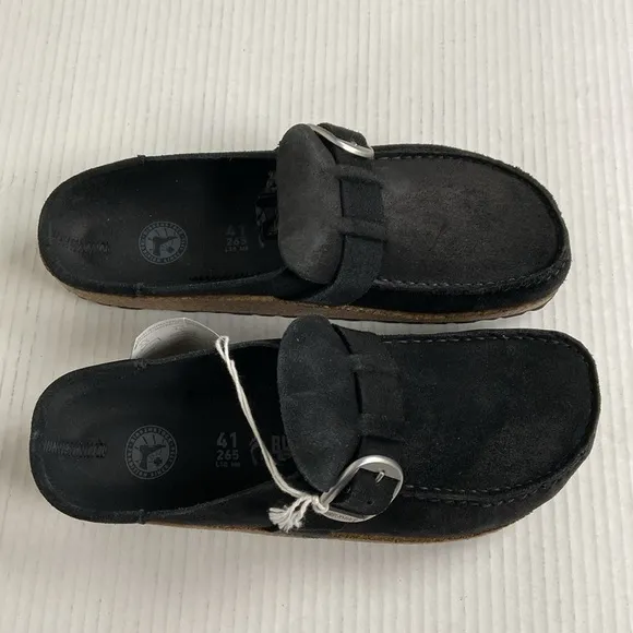NIB Birkenstock Buckley Narrow Fit Suede Leather‎ Clogs EU41 Black Unisex