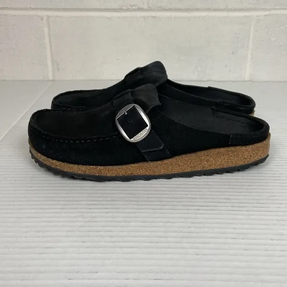NIB Birkenstock Buckley Narrow Fit Suede Leather‎ Clogs EU41 Black Unisex