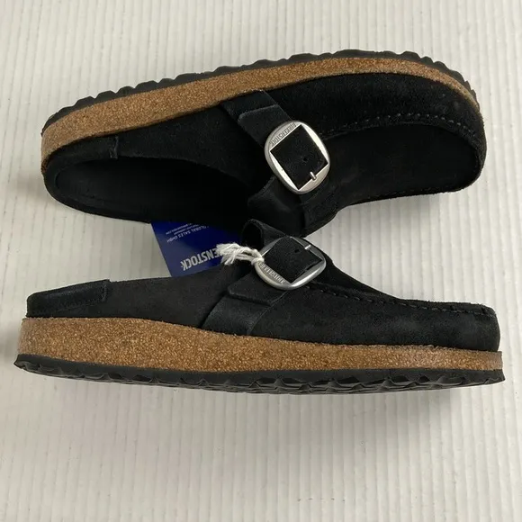 NIB Birkenstock Buckley Narrow Fit Suede Leather‎ Clogs EU41 Black Unisex