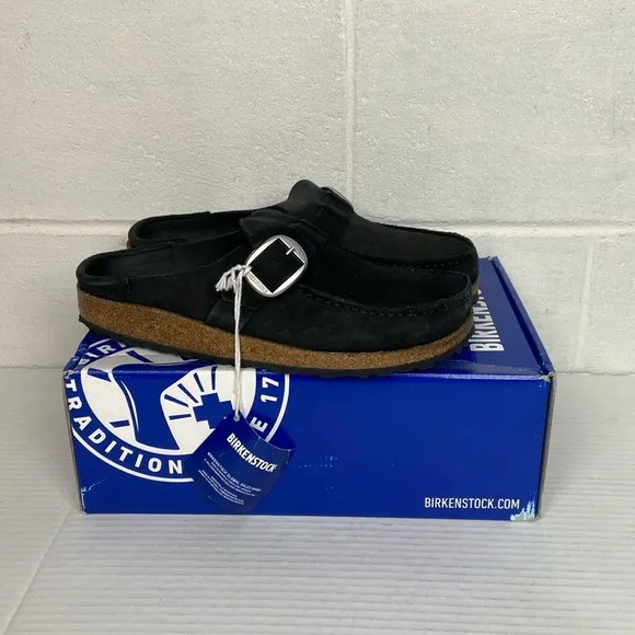 NIB Birkenstock Buckley Narrow Fit Suede Leather‎ Clogs EU41 Black Unisex