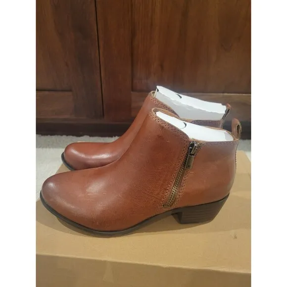 NIB LUCKY BRAND Brown Toffee Leather Basel Ankle Bootie Women's 6.5 MSRP $129