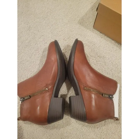 NIB LUCKY BRAND Brown Toffee Leather Basel Ankle Bootie Women's 6.5 MSRP $129