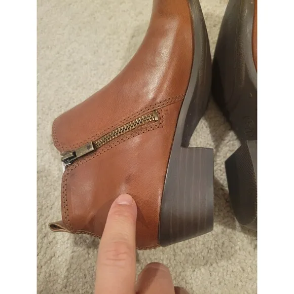 NIB LUCKY BRAND Brown Toffee Leather Basel Ankle Bootie Women's 6.5 MSRP $129
