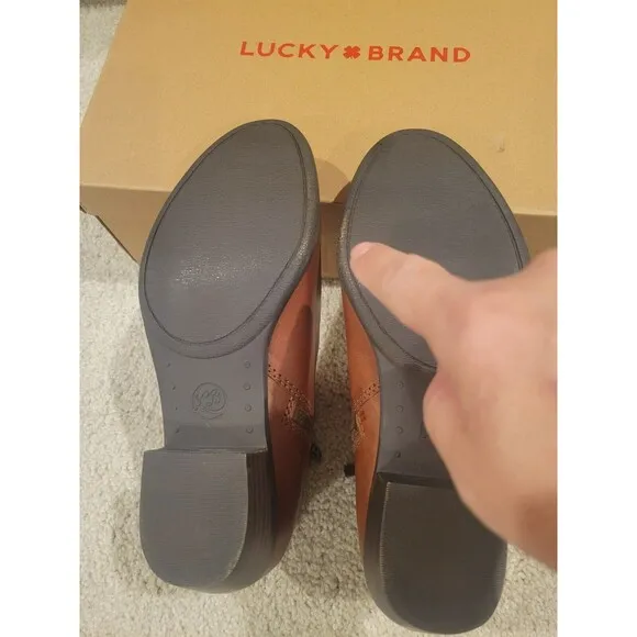 NIB LUCKY BRAND Brown Toffee Leather Basel Ankle Bootie Women's 6.5 MSRP $129
