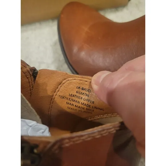 NIB LUCKY BRAND Brown Toffee Leather Basel Ankle Bootie Women's 6.5 MSRP $129